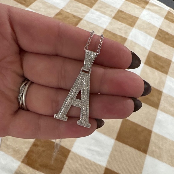 GRA & Gales Moissanite Letter A Pendant Necklace - Picture 5 of 5